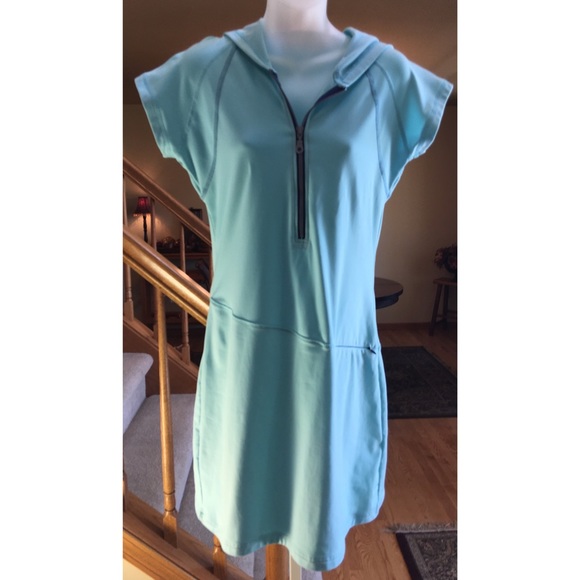 Title nine Dresses & Skirts - Title Nine Hooded Dress Aqua Turquoise Blue S